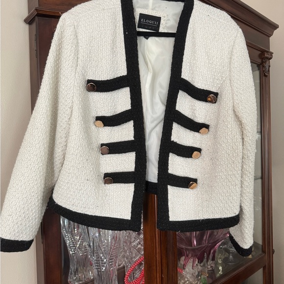 Eloquii White Blazer with Black Trim - Picture 1 of 2
